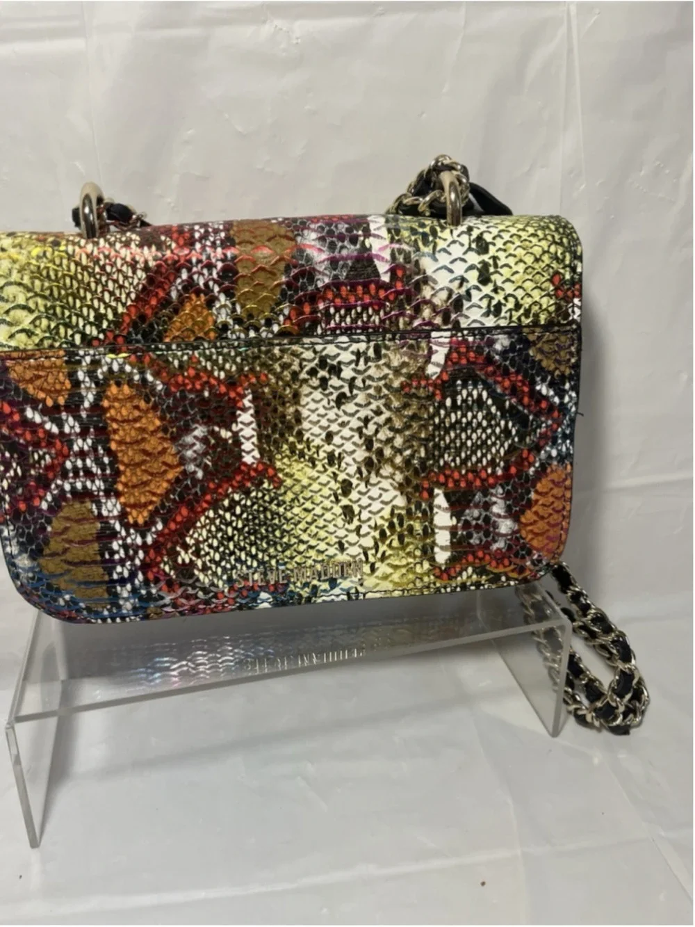Steve Madden BVANTASTIC Rainbow Snake Print Crossbody chain strap new